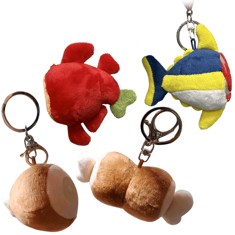 4 Plush Keychains