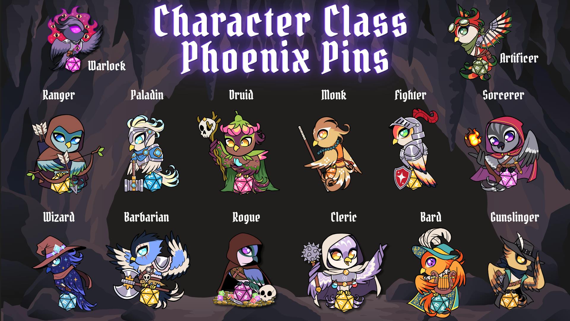 Character Class Phoenix Pins