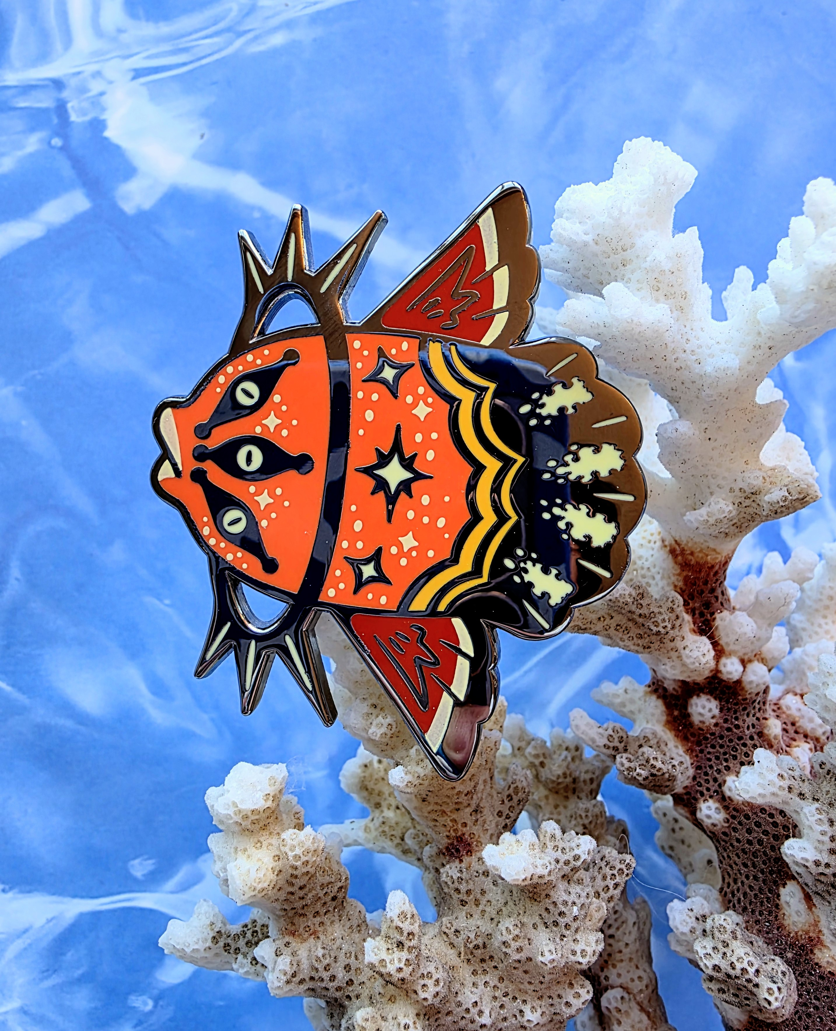Burning Sunfish | 2.3 inch Angelic Sunfish Enamel Pin