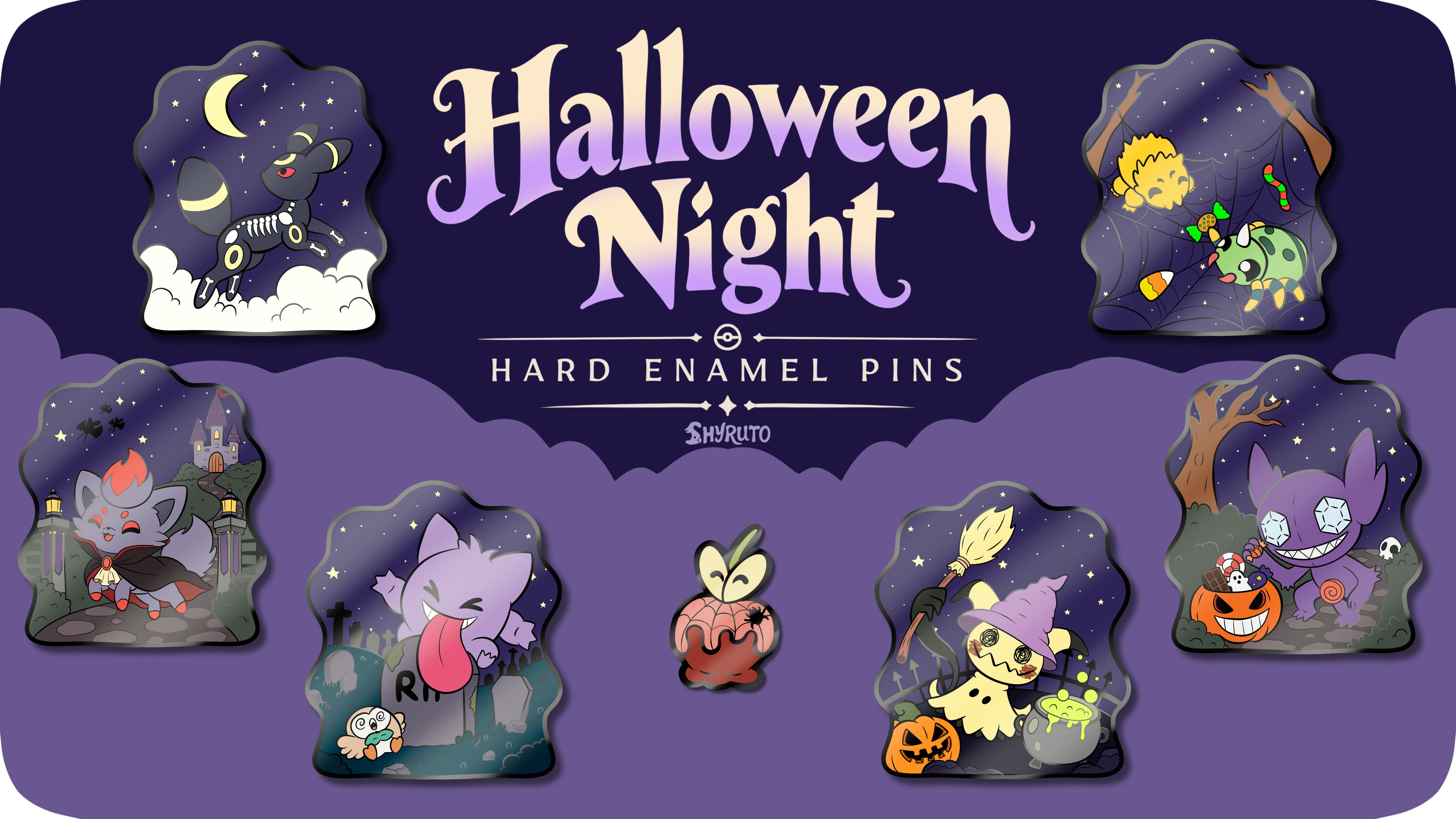 Pokemon "Halloween Night" Enamel Pins