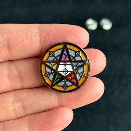 Stained Glass Pentagram Pin