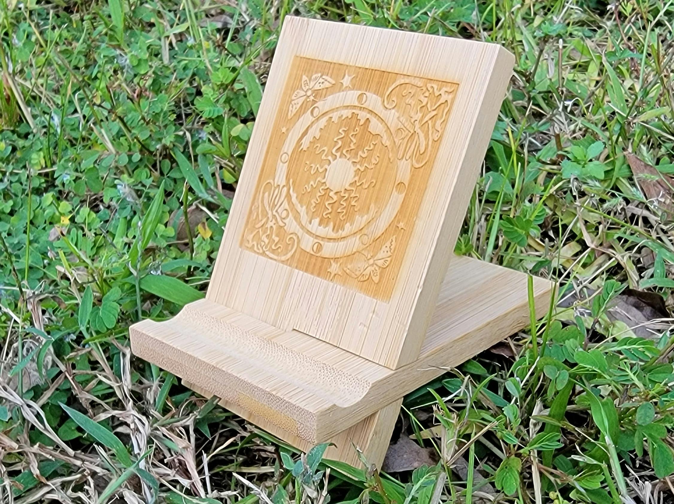 Bamboo engraved orchid wheel art stand 