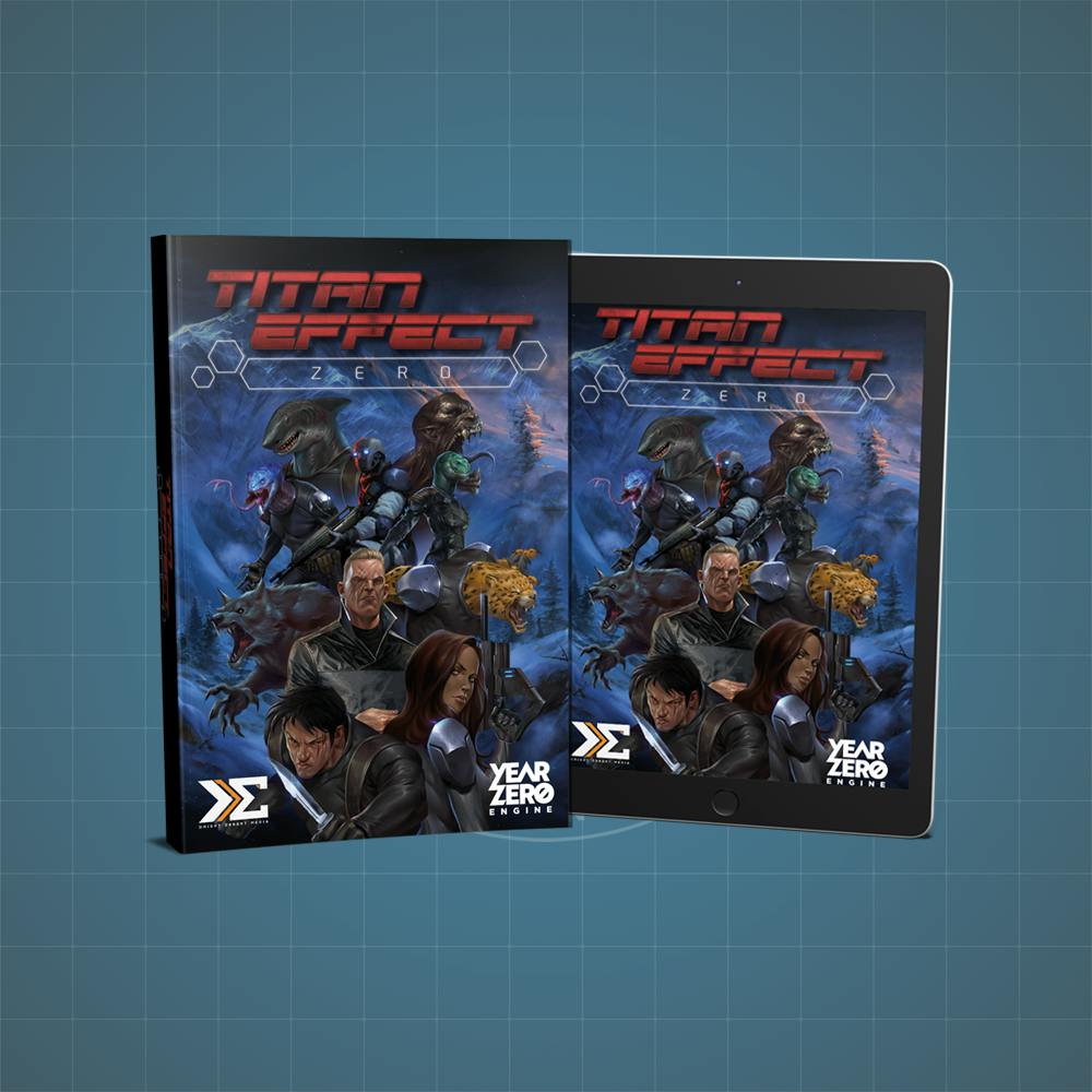 Operative pledge reward. Digital and hardcover copies of "Titan Effect Zero Corebook."