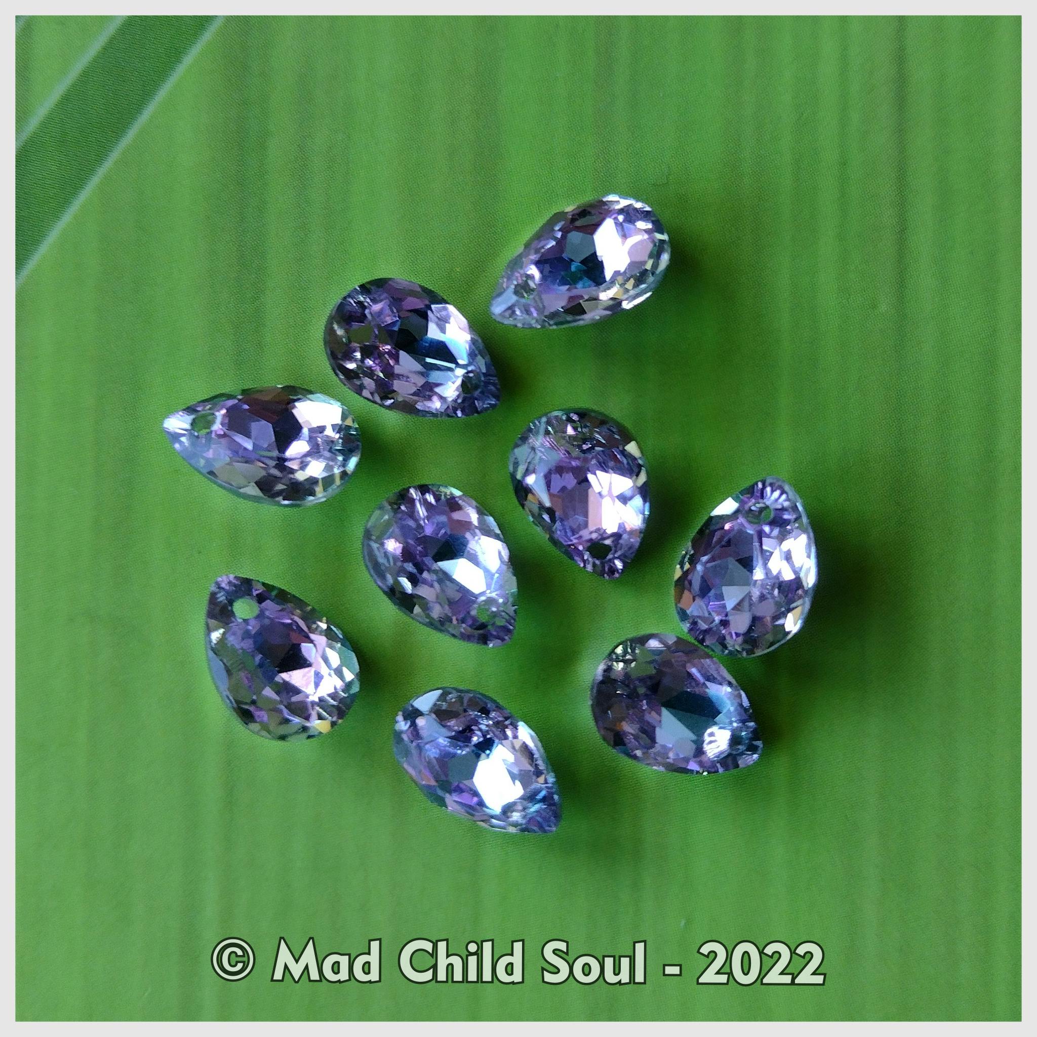 2x CHARM : Glass drop - Purple