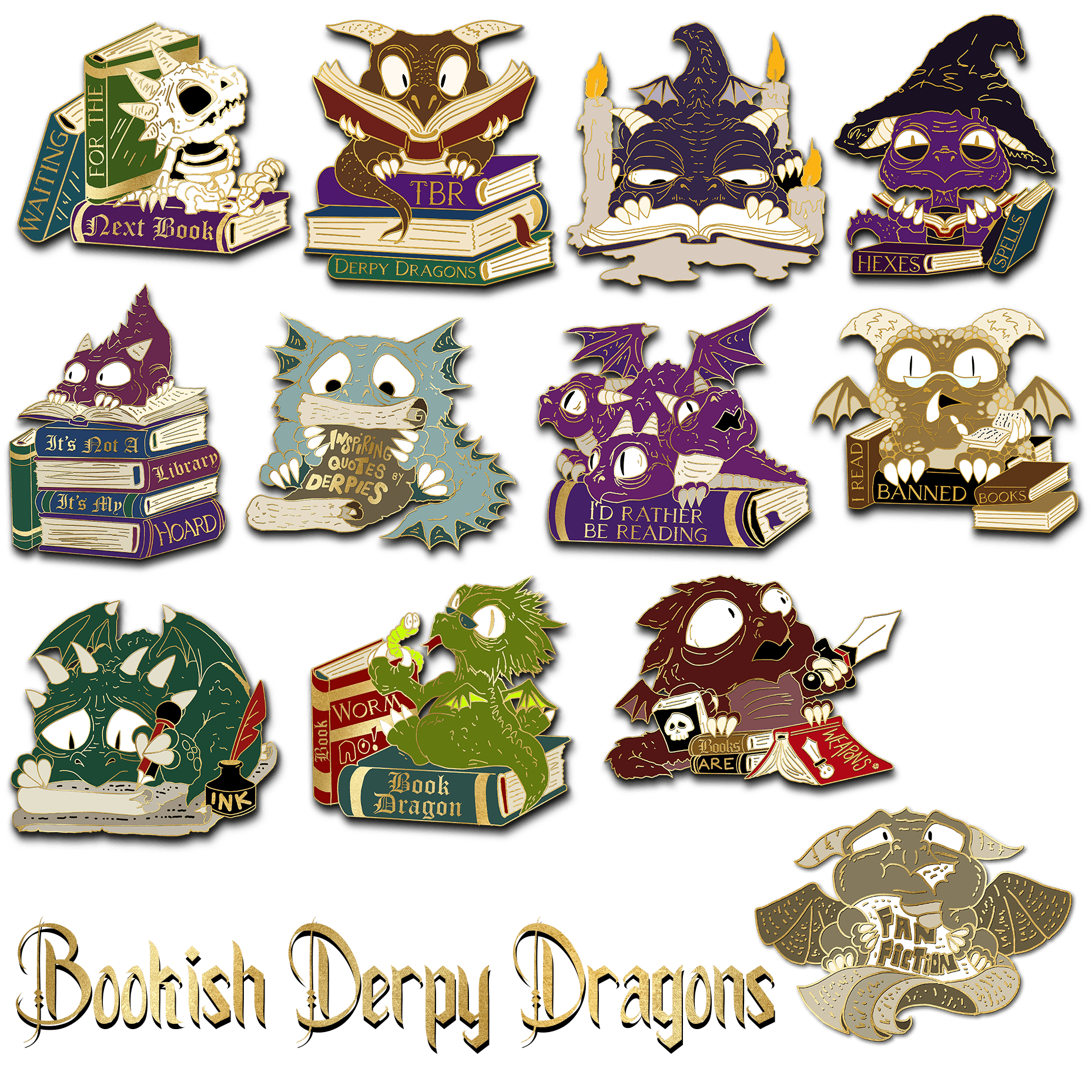 Bookish Derpy dragon pin