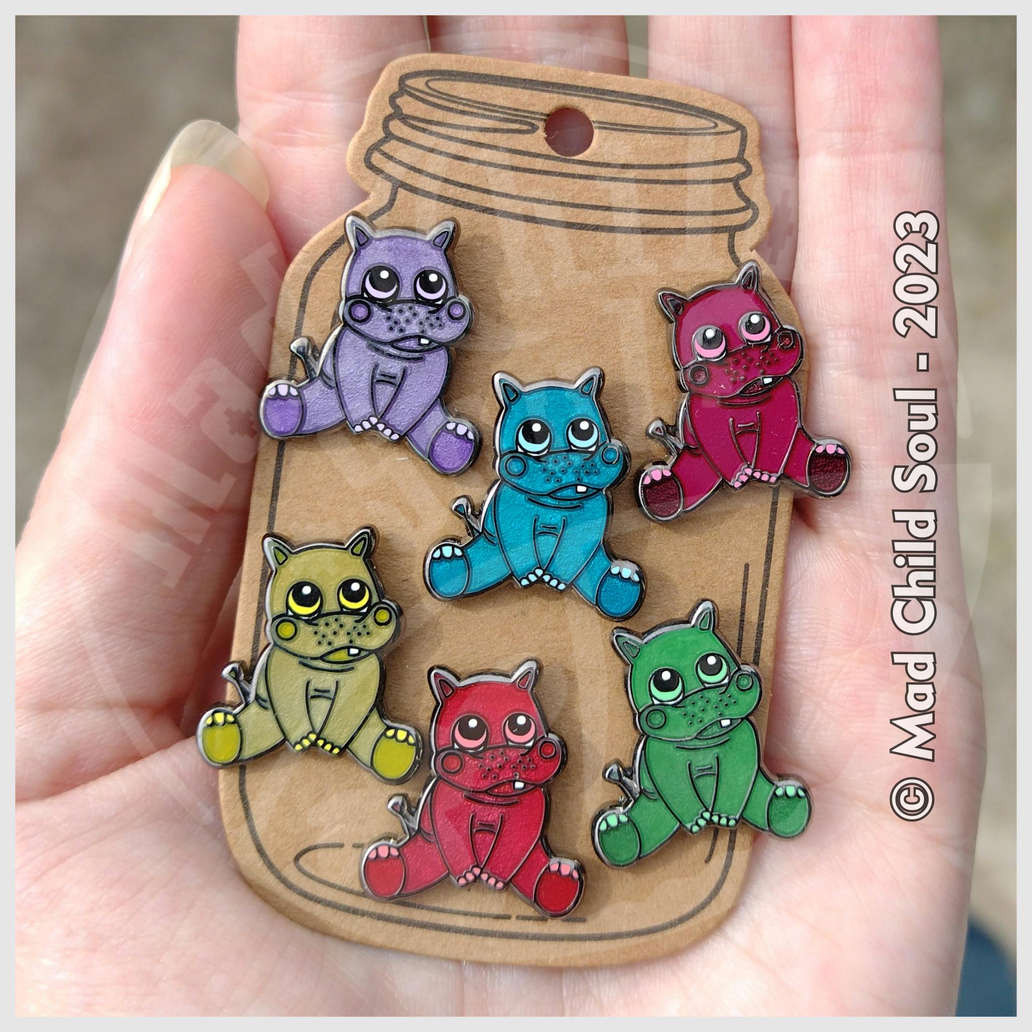 3x MINI PIN : Set Classic Hippo Gummies