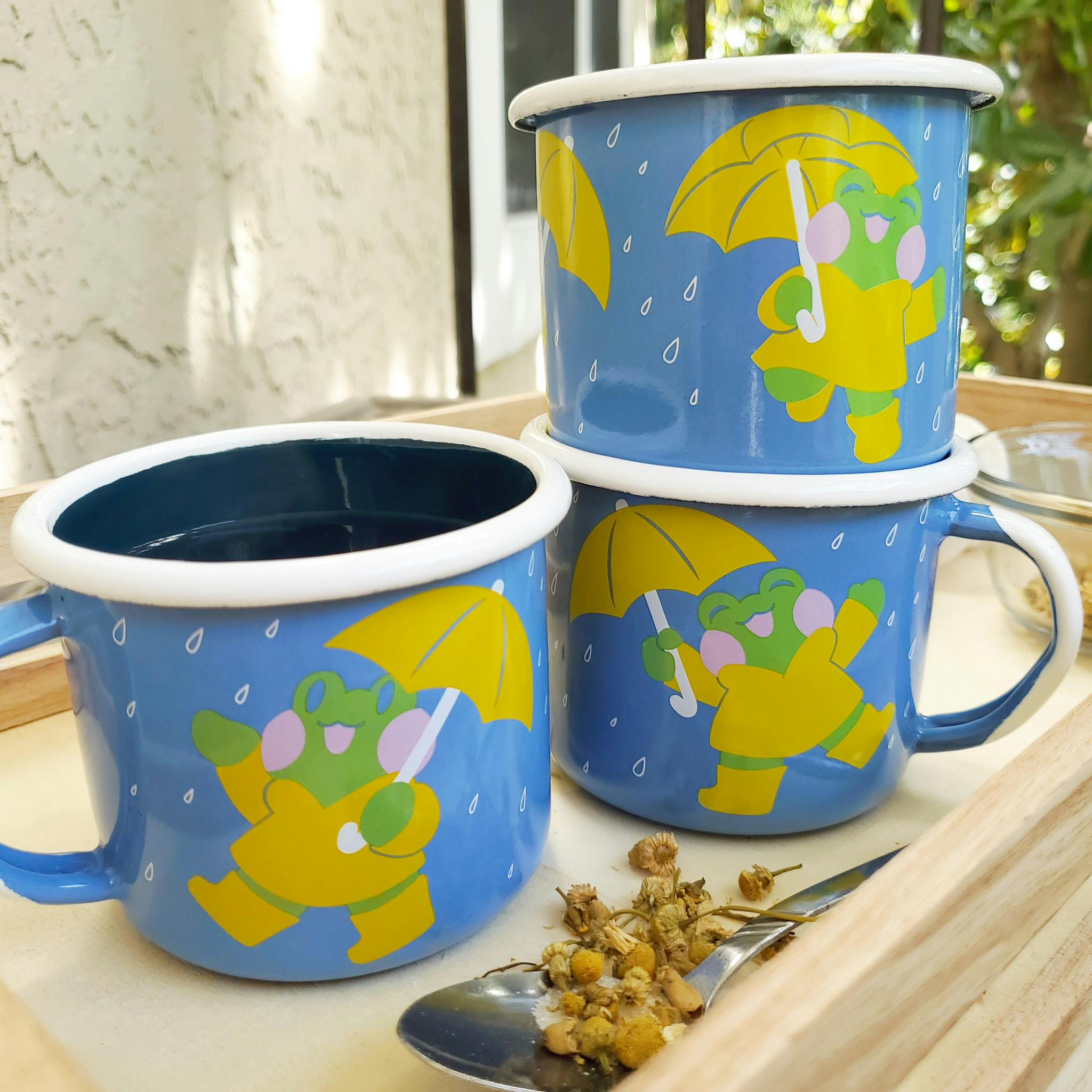 Rani the Froggie: Rainy Day Enamel Mug