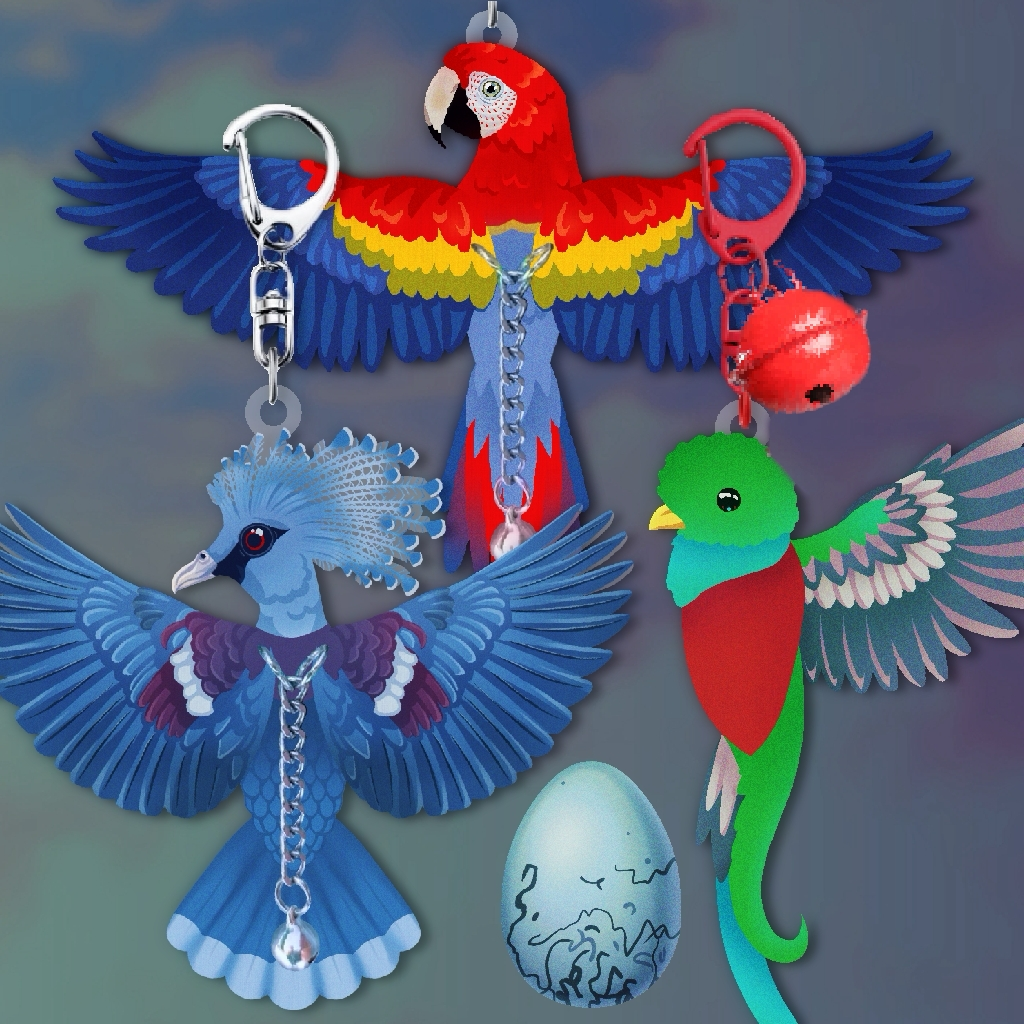 3 Flapping Bird charms