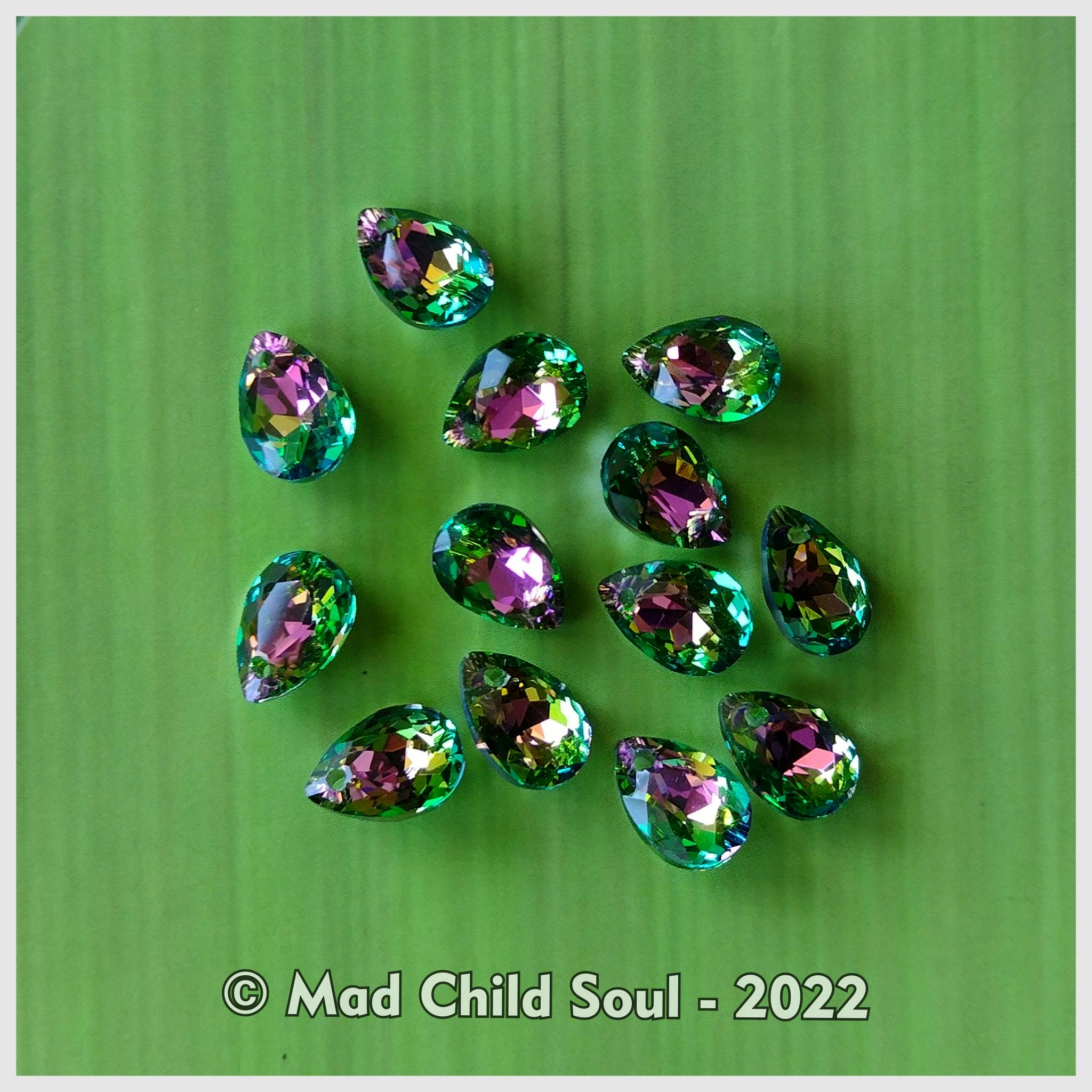 2x CHARM : Glass drop - Green