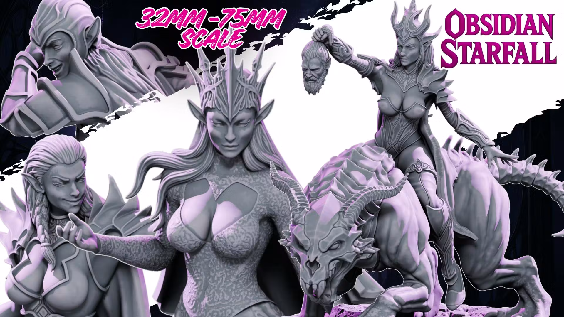 Female Miniature Elf - Obsidian Starfall 3D Printable STLs