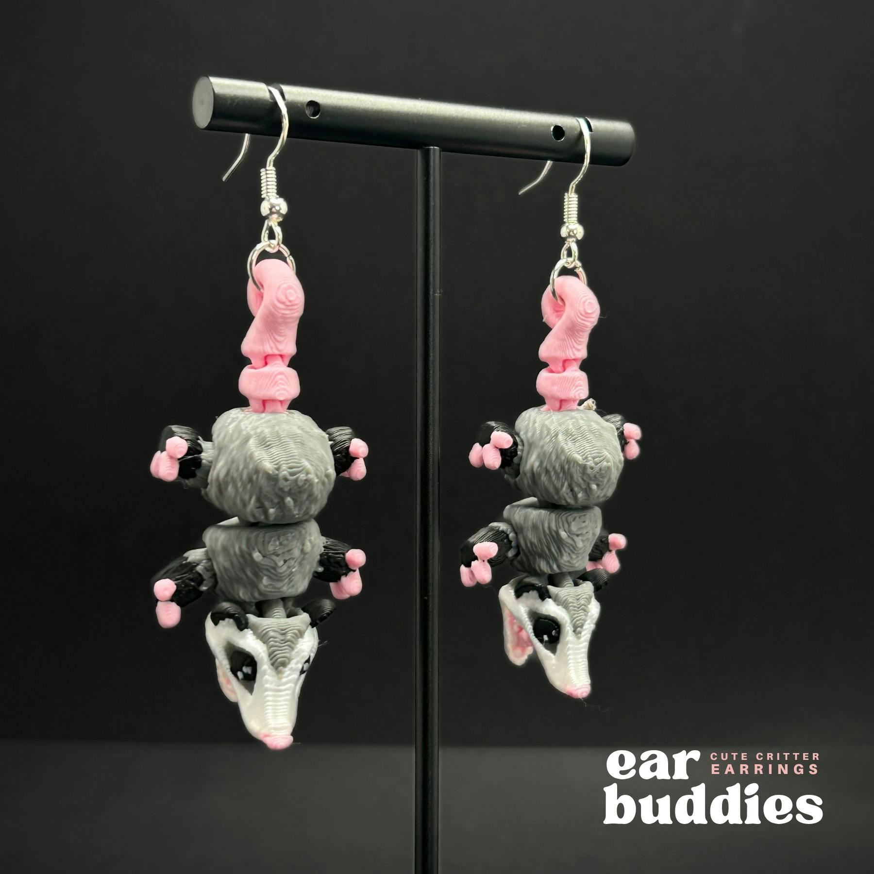 Hanging Opossum Ear Buddies Earrings