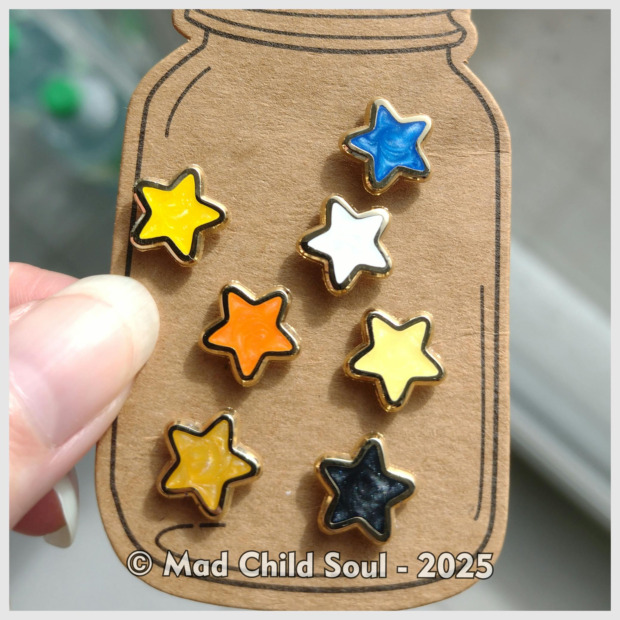 2x MINI PIN : Duo Bright Star (gold)