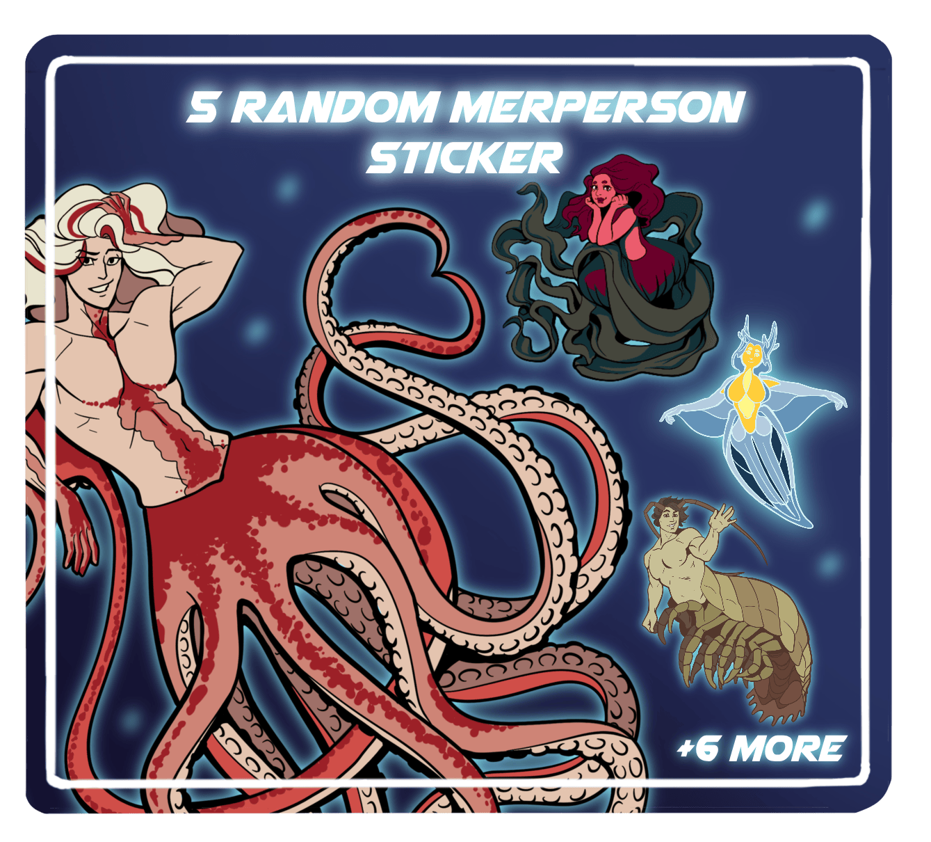 5 random merperson stickers