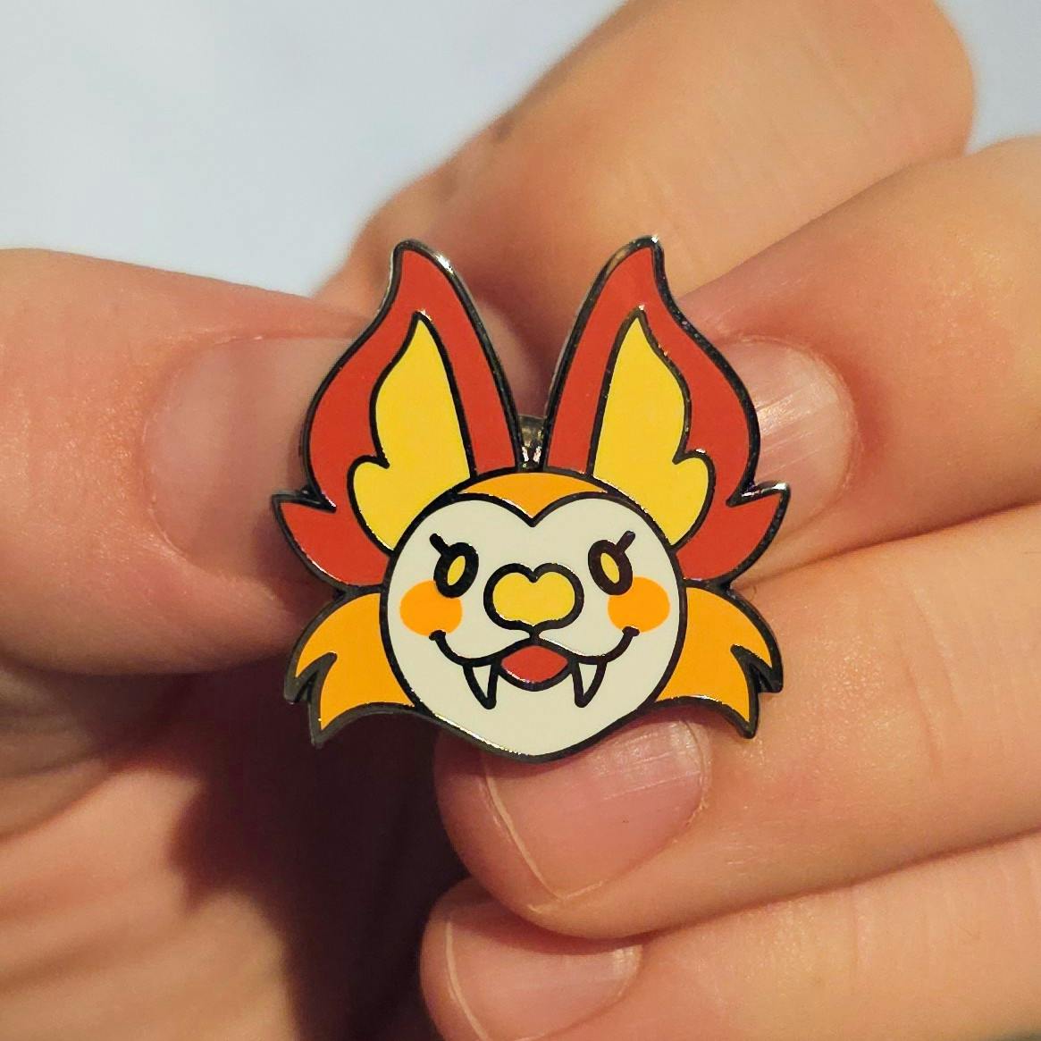 Bat Head Pin - Tangerine Bat