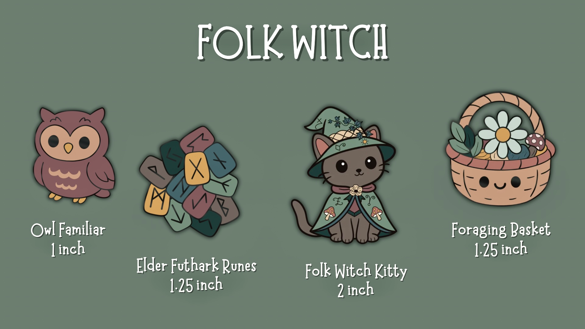 Folk Witch Pin Set
