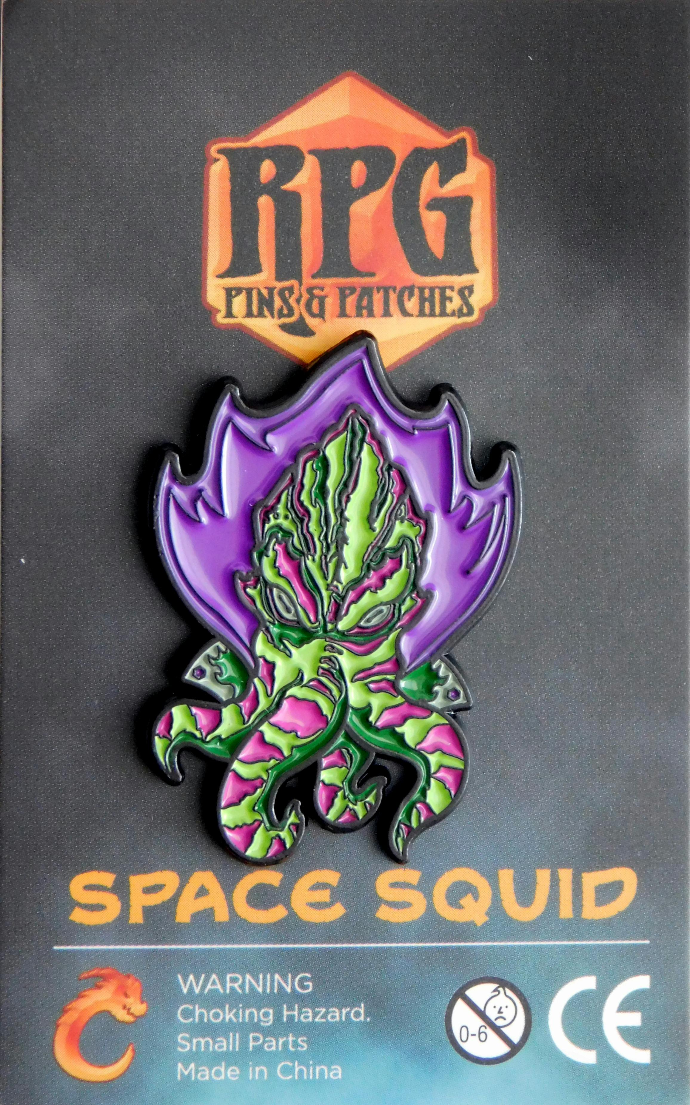 Space Squid – Watermelon enamel pin
