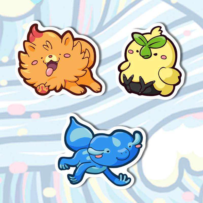 Stickers of the three new starters