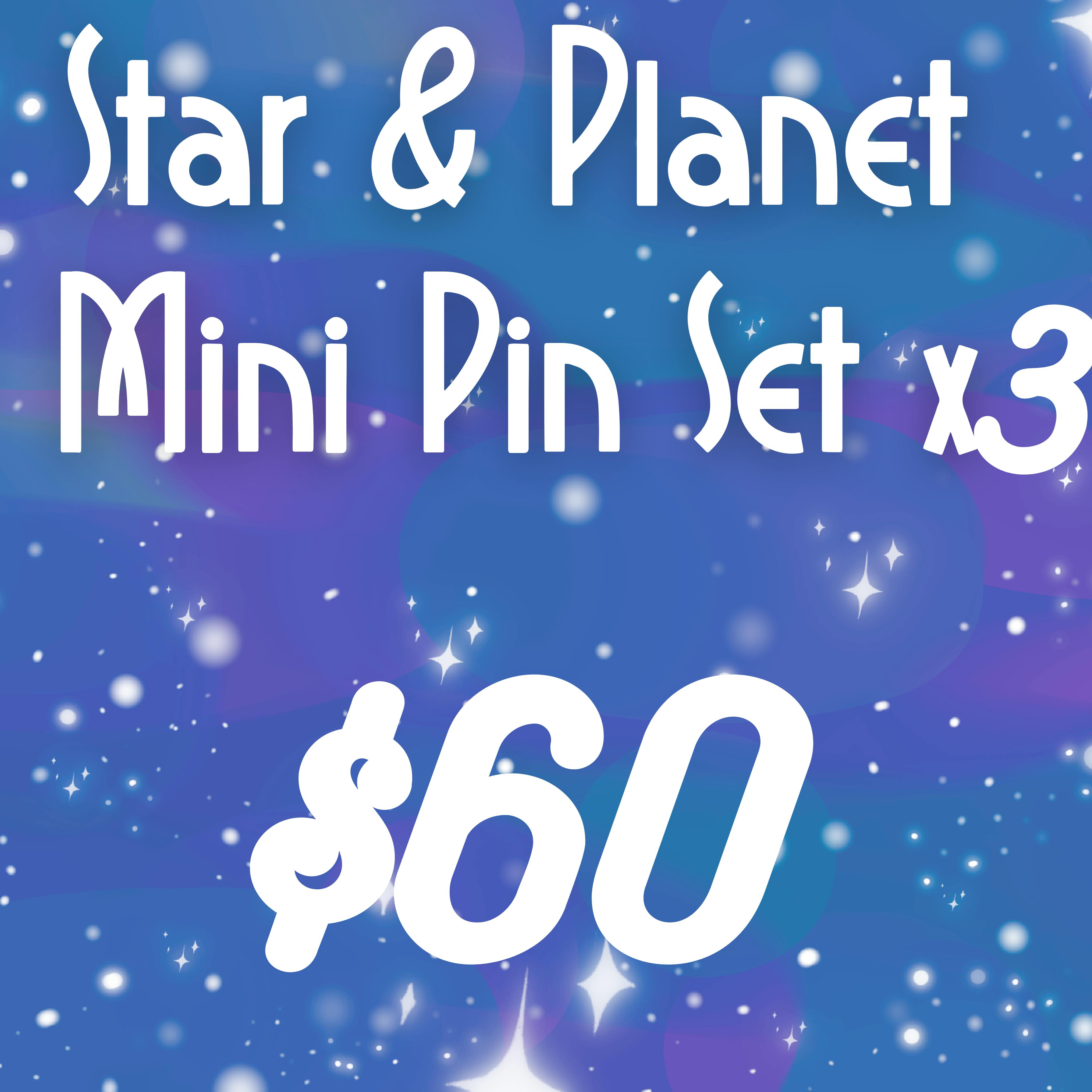 Planet & Star Mini Pin Set x3