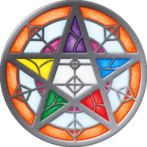 Stained Glass Pentagram Enamel Pin