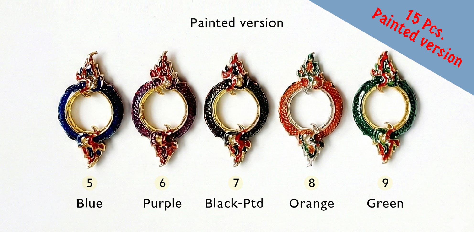 15 Dragons Ouroboros Ring - Painted