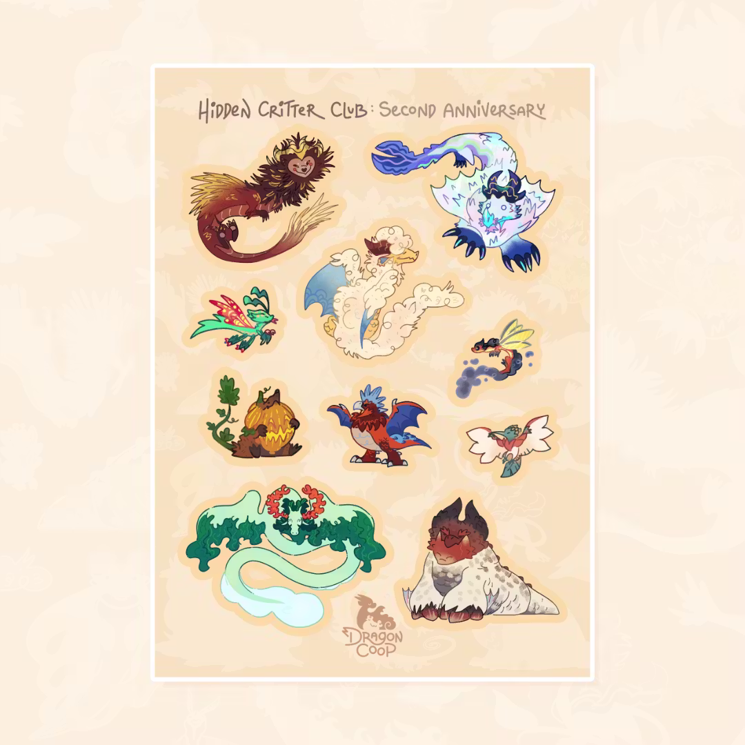 Hidden Critter Second Year Vinyl Sticker Sheet