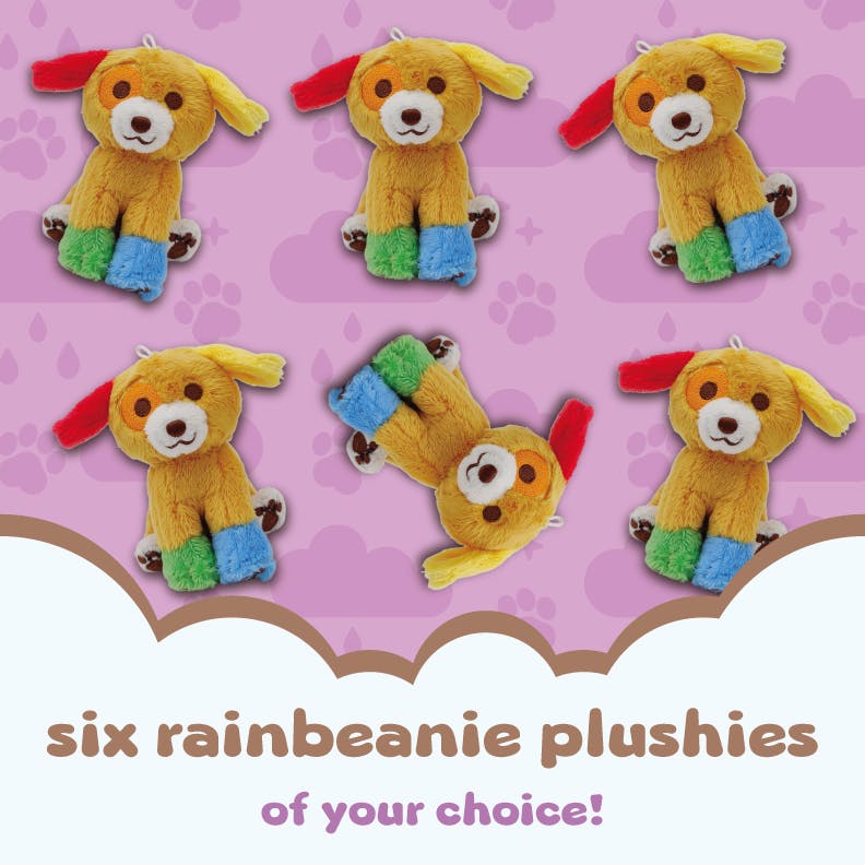 six rainbeanie keychain plush