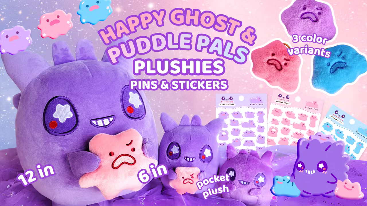 Happy Ghost Plushie & Puddle Pals Pocket Plush