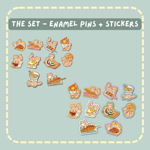 Full set pins + stickers pack