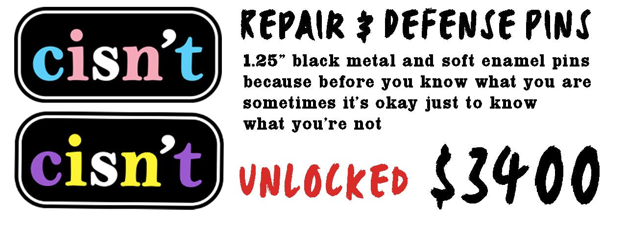 Alternate colorways for "cisn't" (e.g. rainbow, genderfluid)