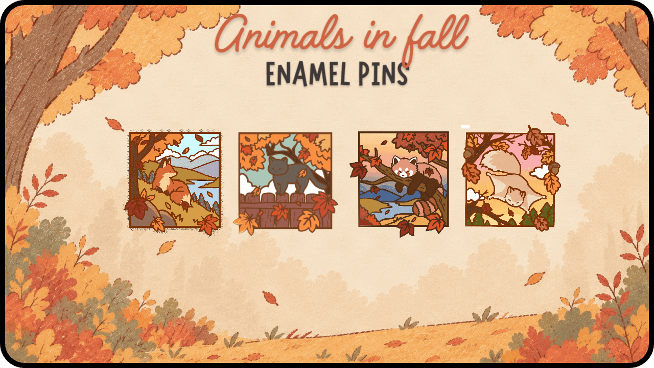 Animals in Fall - Enamel pins Collection