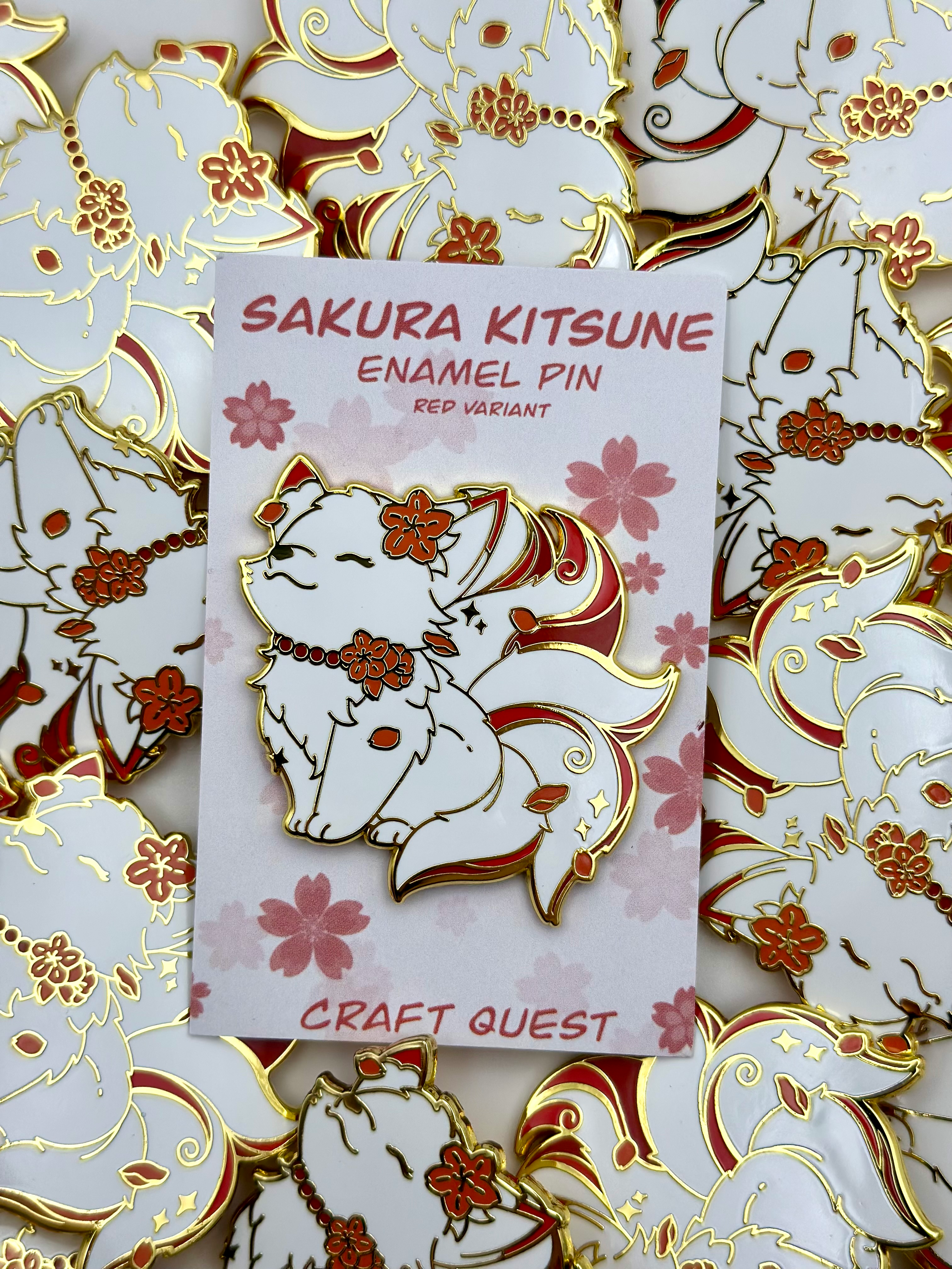 Sakura Kitsune Pin- Red