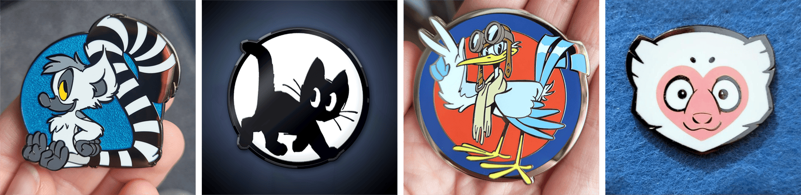 Four existing pin designs.