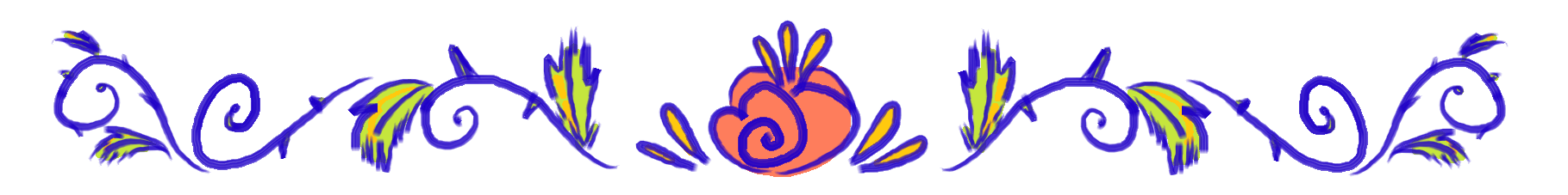 Symmetrical page divider of a drawn rose and thorny vines.