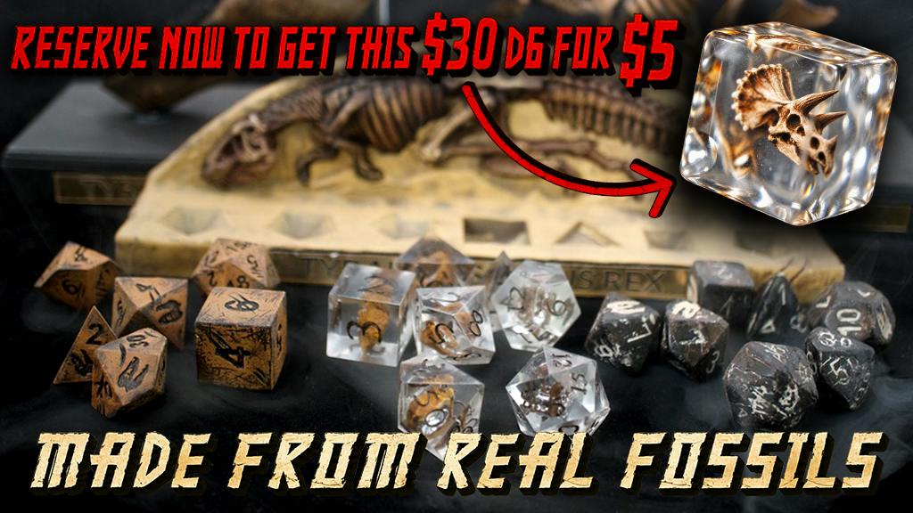 Fossil Dice: Made from REAL T. rex & Triceratops Bones