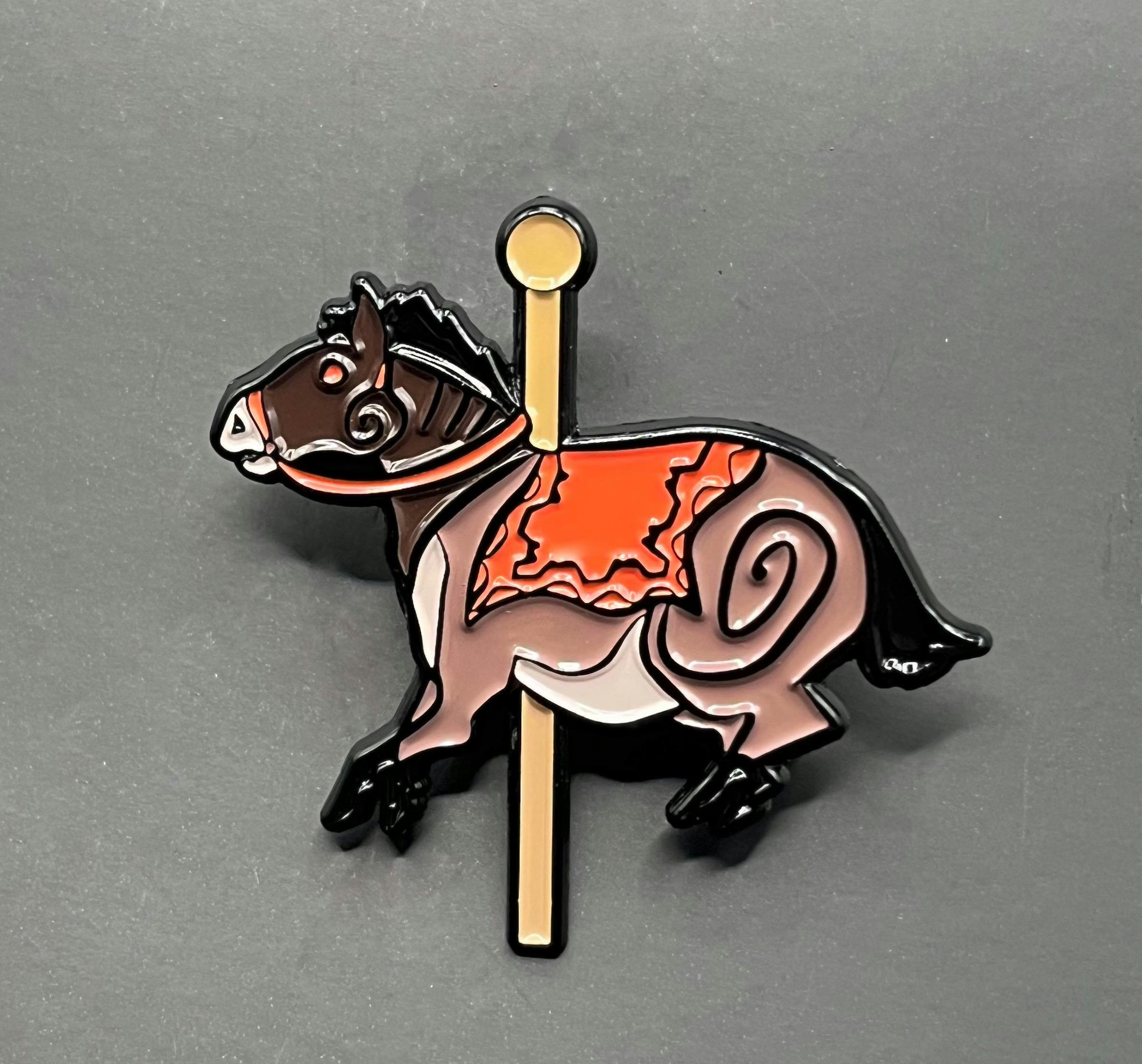Cave art horse carousel pin