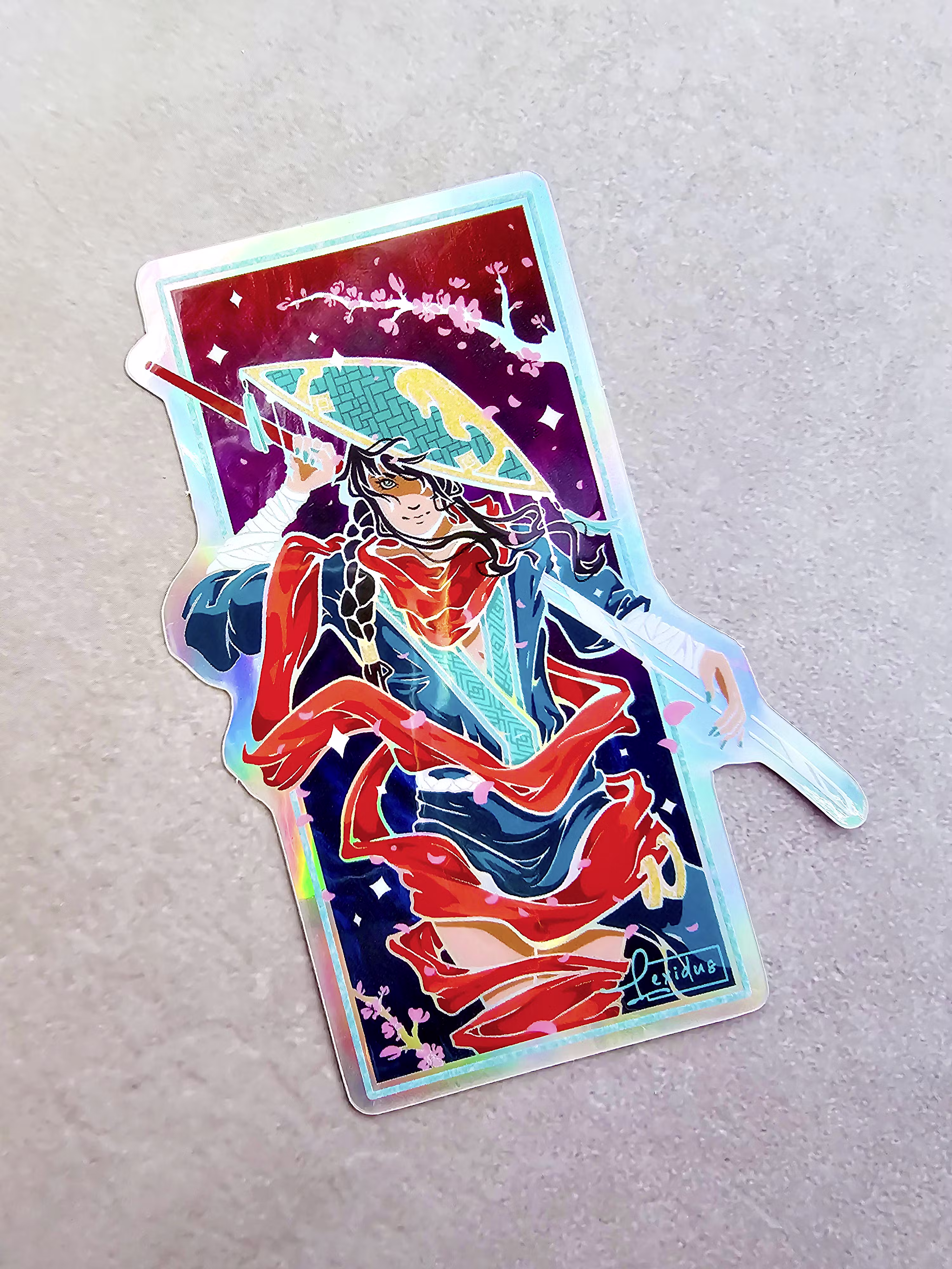 "Sakurai Samurai" - Holographic Sticker (Midnight)