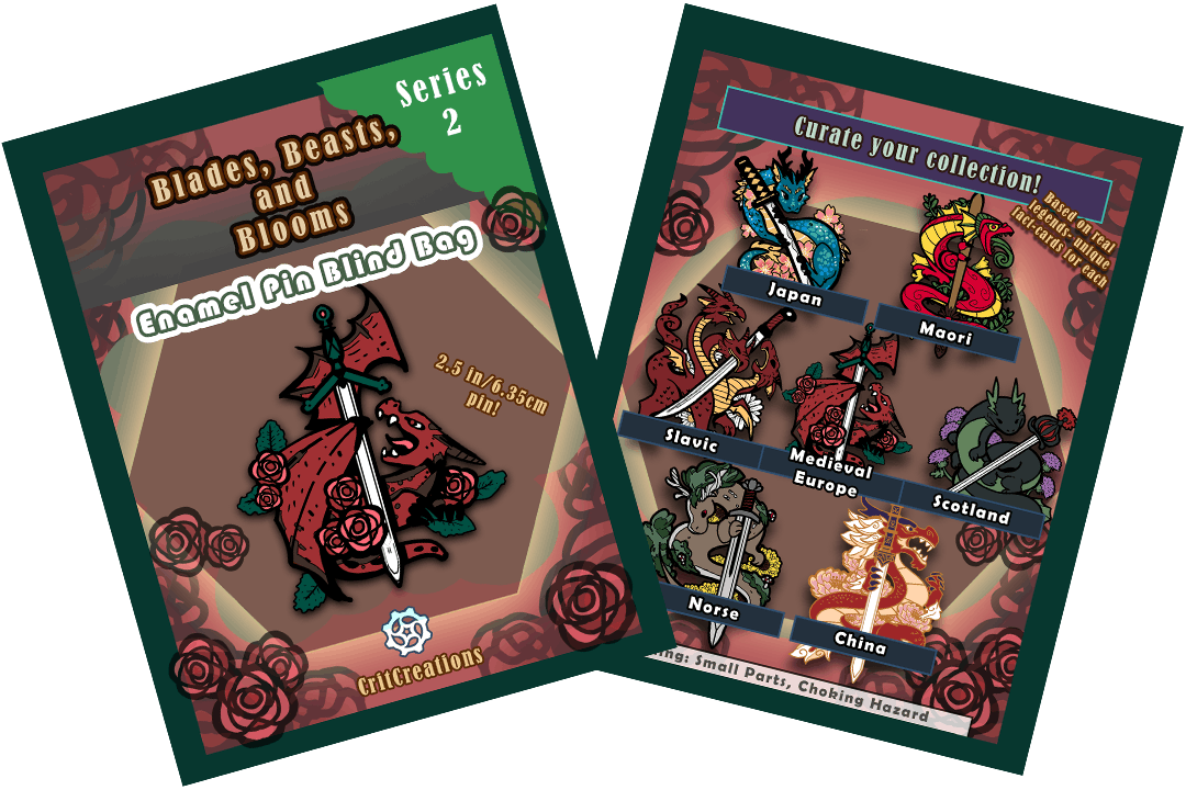 Blades Beasts and Blooms 2.5in Enamel Pin Blind Bag Series 2: Drakes