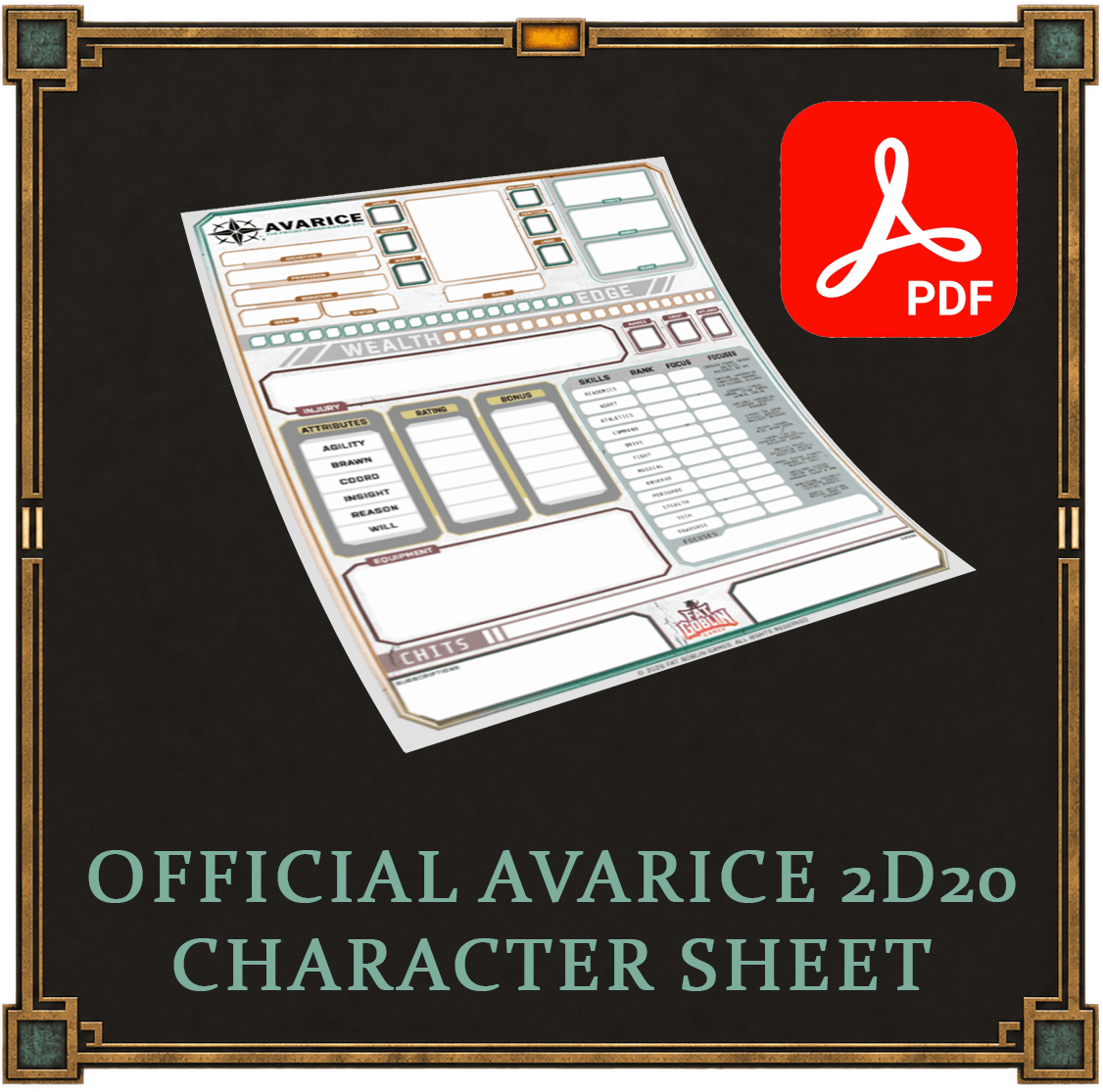 Avarice 2d20 Character Sheet