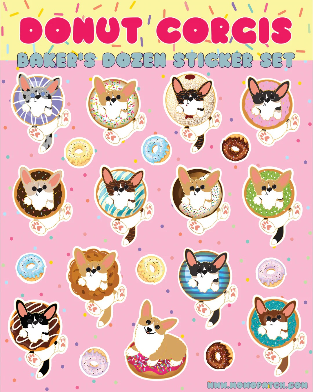 🍩 Original Donut Corgi Sticker Sheet