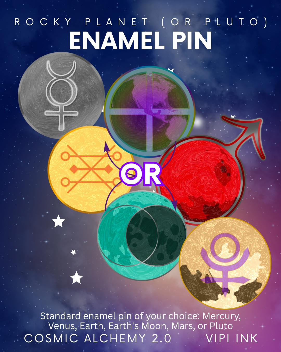 Rocky Planet (or Pluto) Enamel Pin