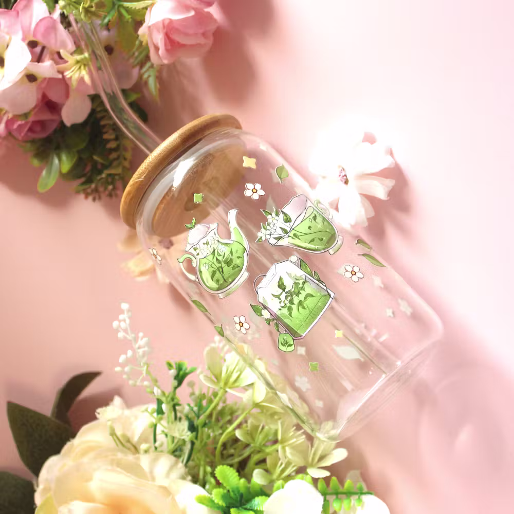 Glass tumbler: Green Tea