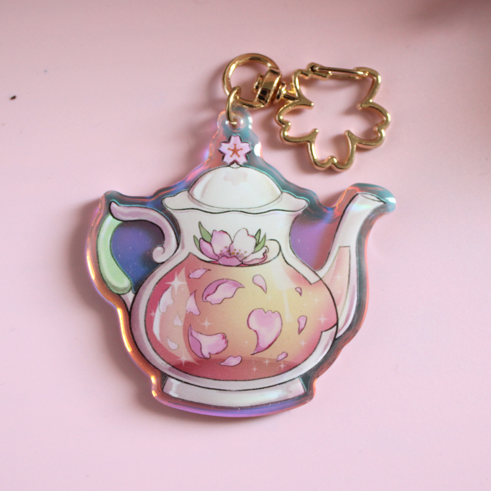 Acrylic Charm: Sakura Tea Pot