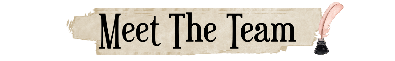  Title Separator text reads "Meet the team" with a quill in an ink bottle on its right. 