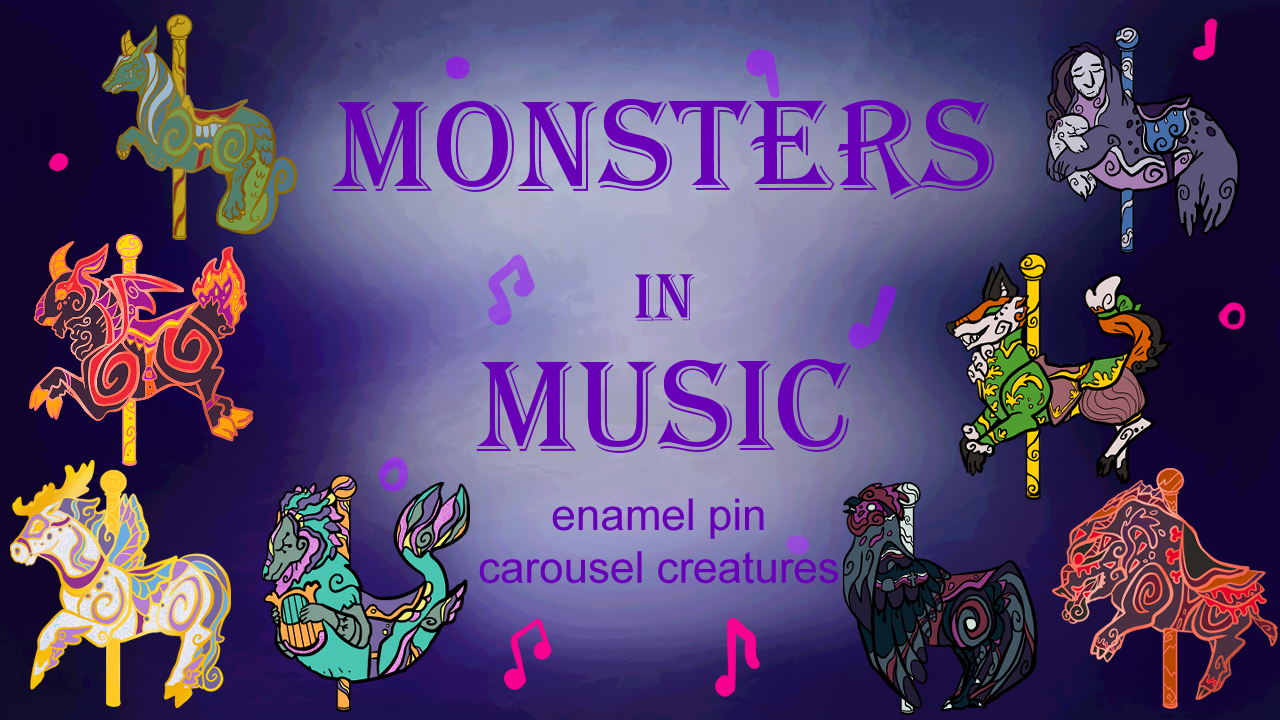 Monsters in Music carousel pins