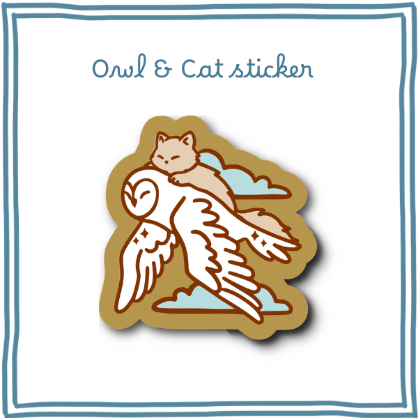 Sticker : Owl & Cat