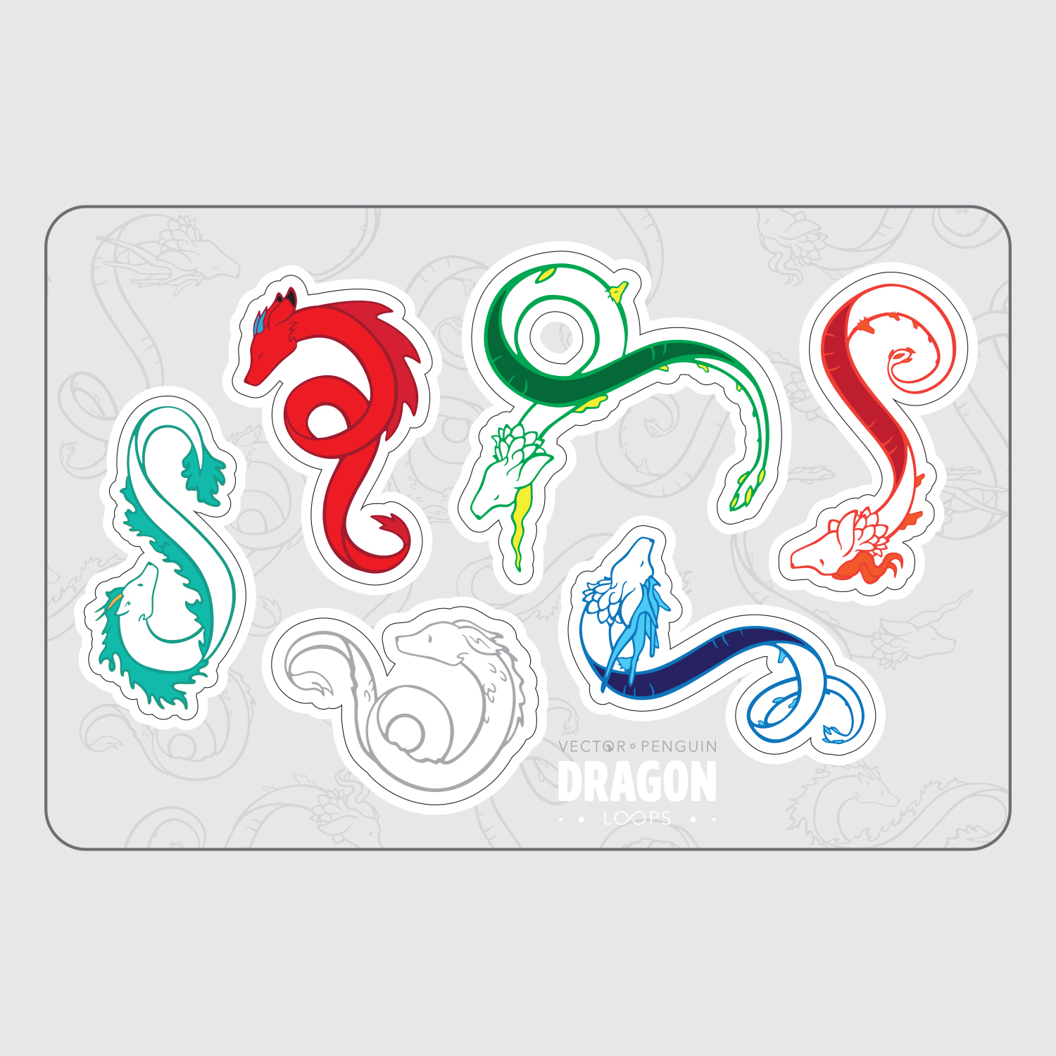 Sticker Sheet - Dragon V1 (6 stickers) 4x6