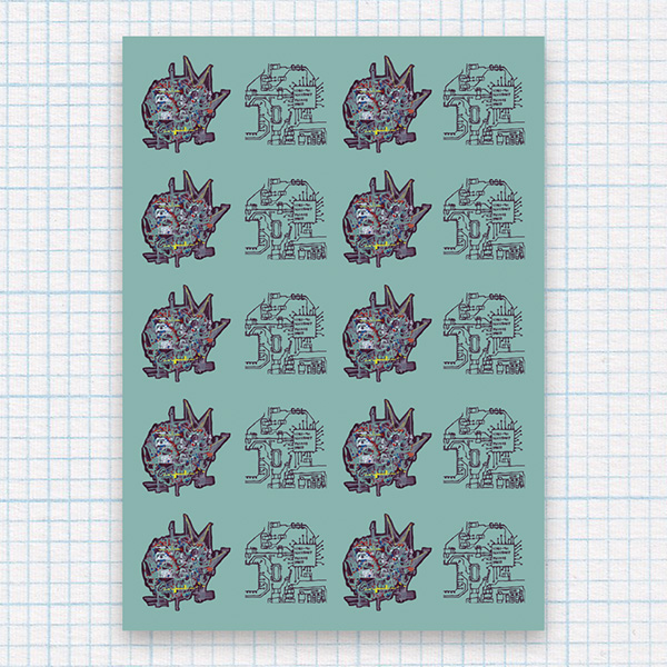 Organoid and Circuit Board A5 Sticker Sheet