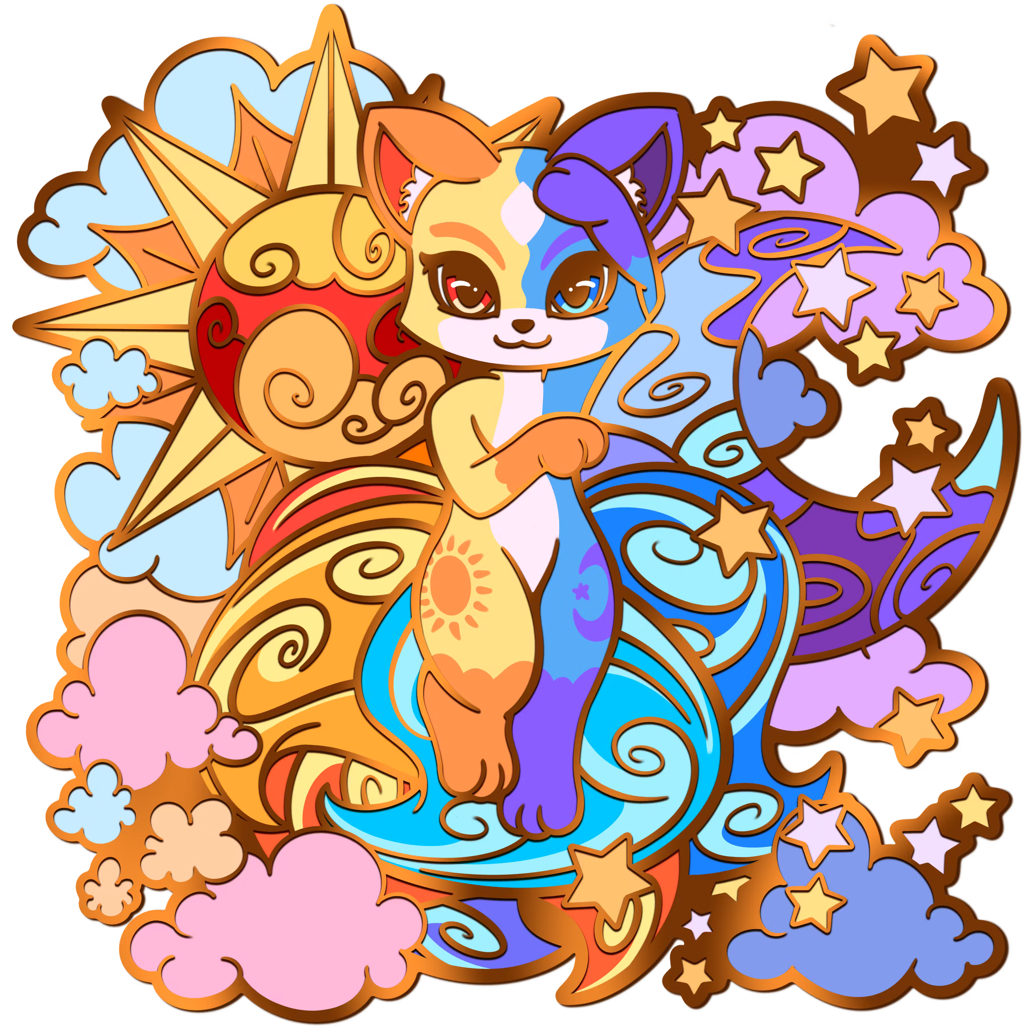 Cosmos Kitsune Mega Enamel Pin