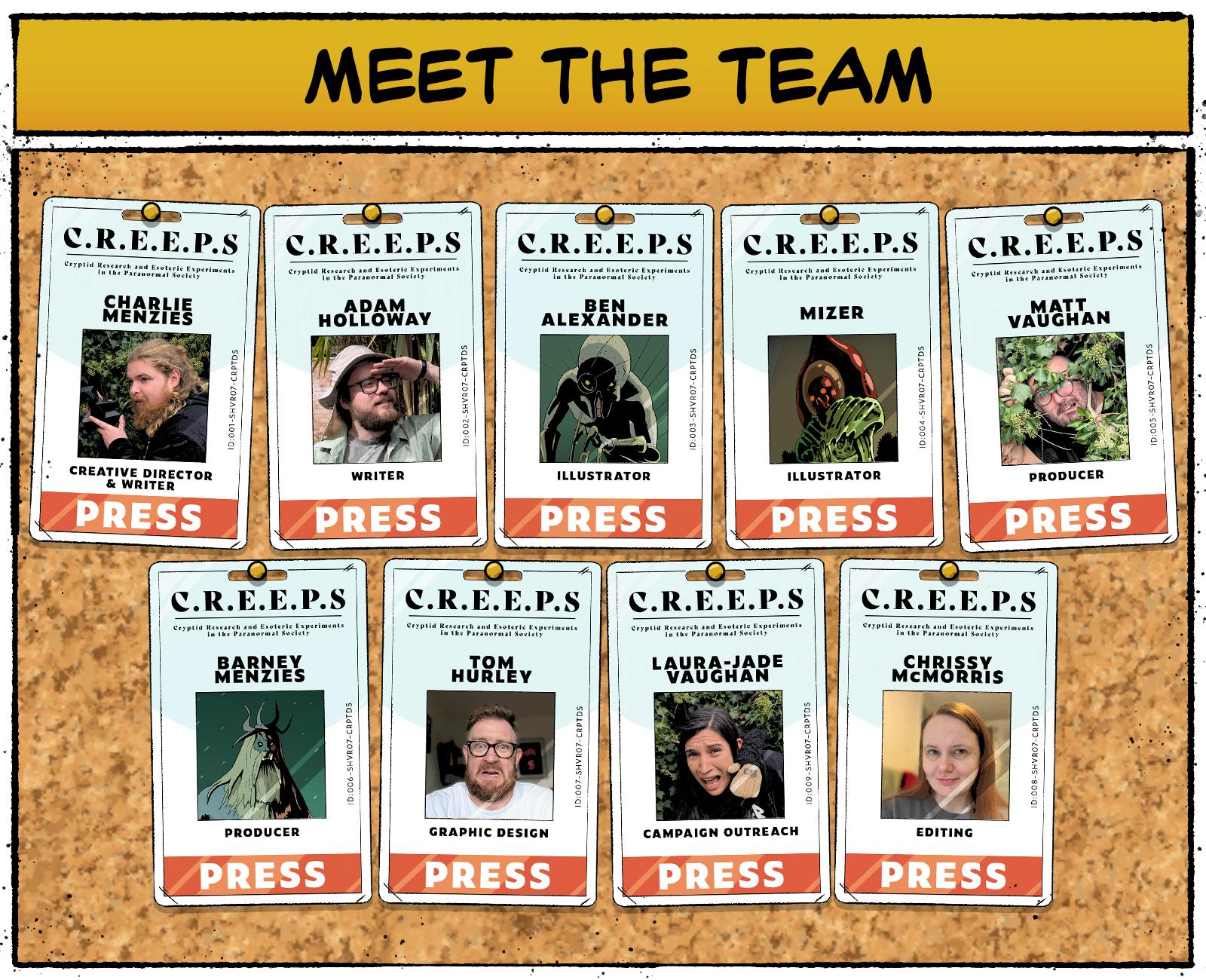 Meet the Team Charlie Menzies – Creative Director & Writer Adam Holloway – Writer Ben Alexander – Illustrator Mizer – Illustrator Matt Vaughan – Producer Barney Menzies – Producer Tom Hurley – Graphic Design Laura-Jade Vaughan – Campaign Outreach Chrissy McMorris – Editing 