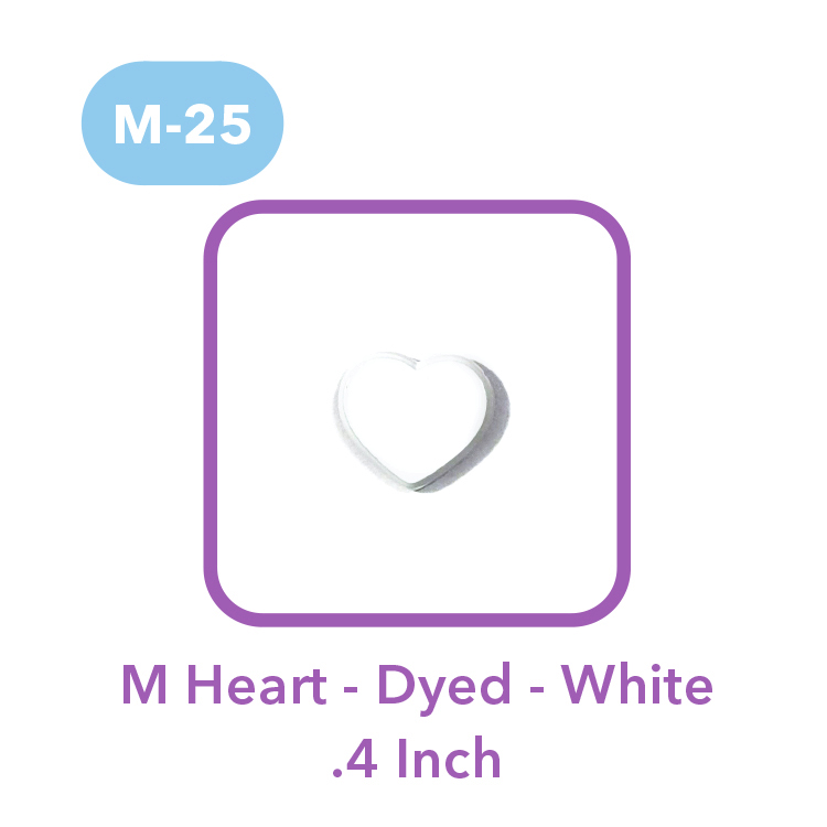 M-25 - Mini Heart - Dyed - White